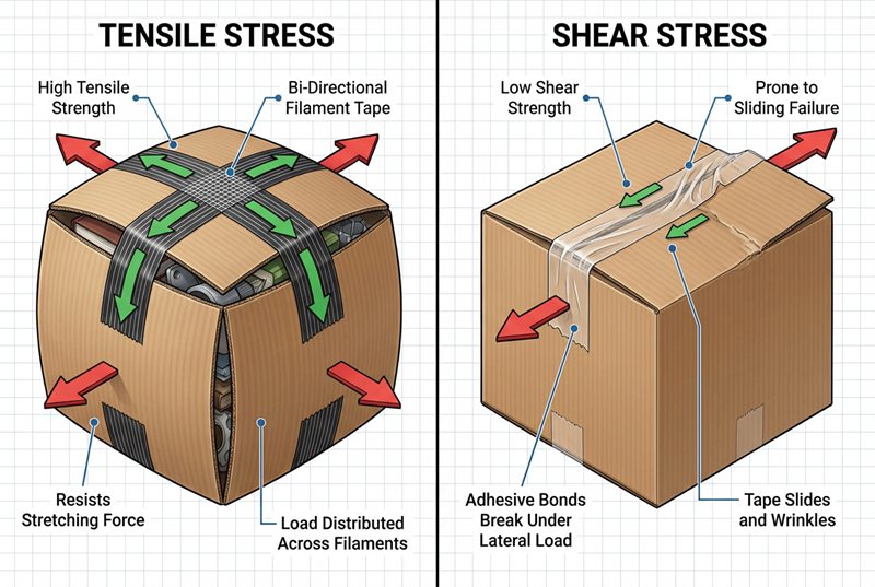 Tape failure physics split screen